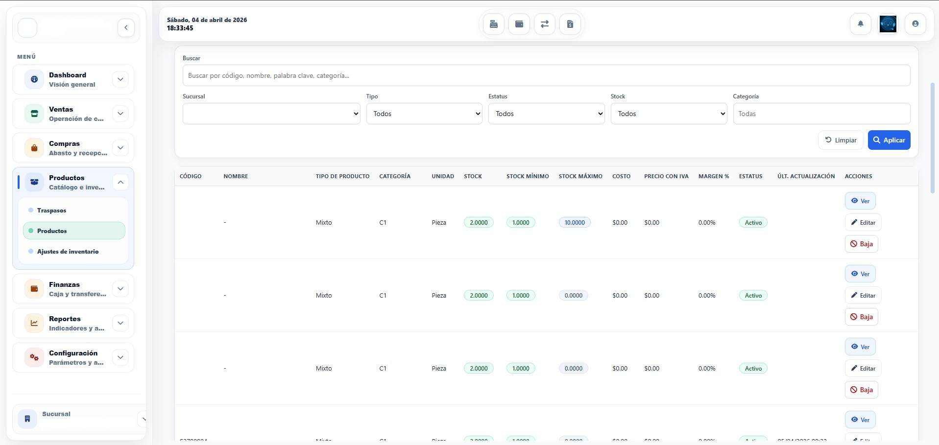 Catálogo ordenado en GUINO
